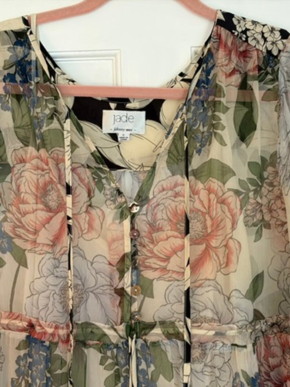 JADE by Johnny Was Flowy, Floral Dress - L - Picture 3 of 8